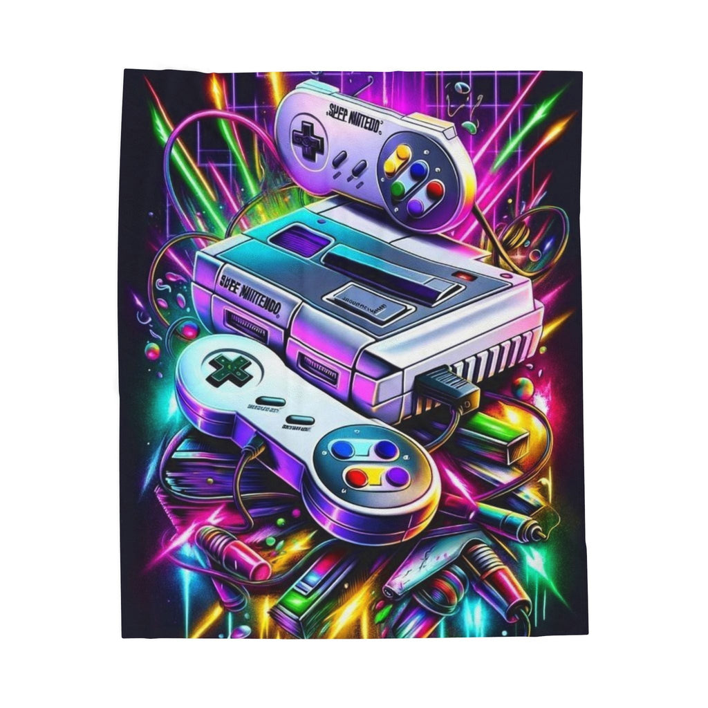 Retro Gaming Velveteen Plush Blanket - Cozy Throw for Gamers