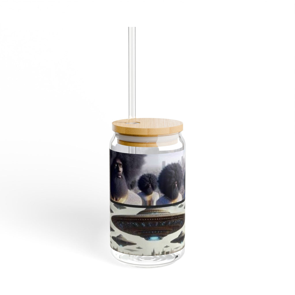 Retro Style Sipper Glass, Stylish Drinkware, Eco-Friendly Beverage Container, Perfect Gift, Summer Essentials, Home Decor