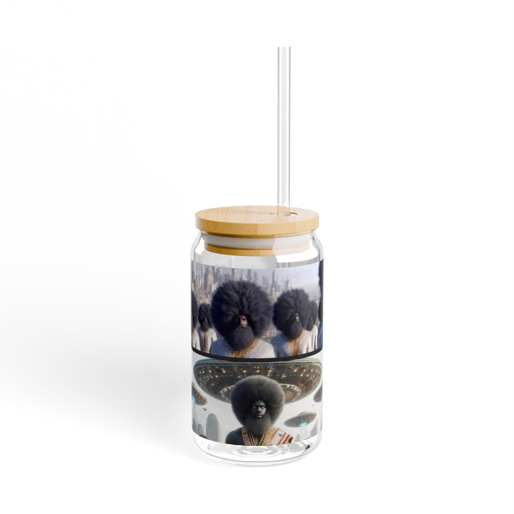 Retro Style Sipper Glass, Stylish Drinkware, Eco-Friendly Beverage Container, Perfect Gift, Summer Essentials, Home Decor