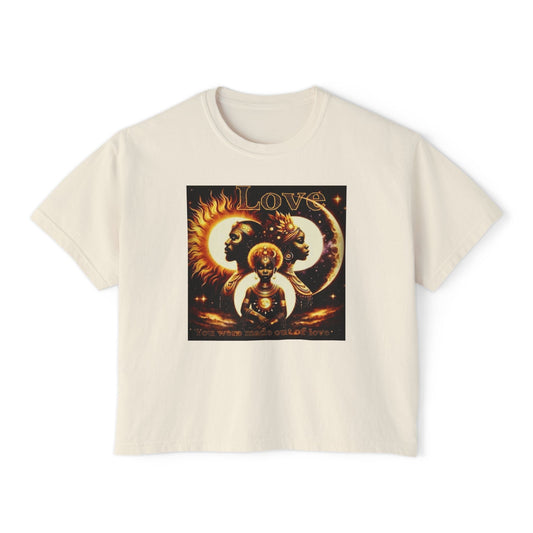 Spiritual Love Boxy Tee, Astrology T-Shirt, Celestial Graphic Top, Vintage Style Tee, Gift for Astrology Lovers