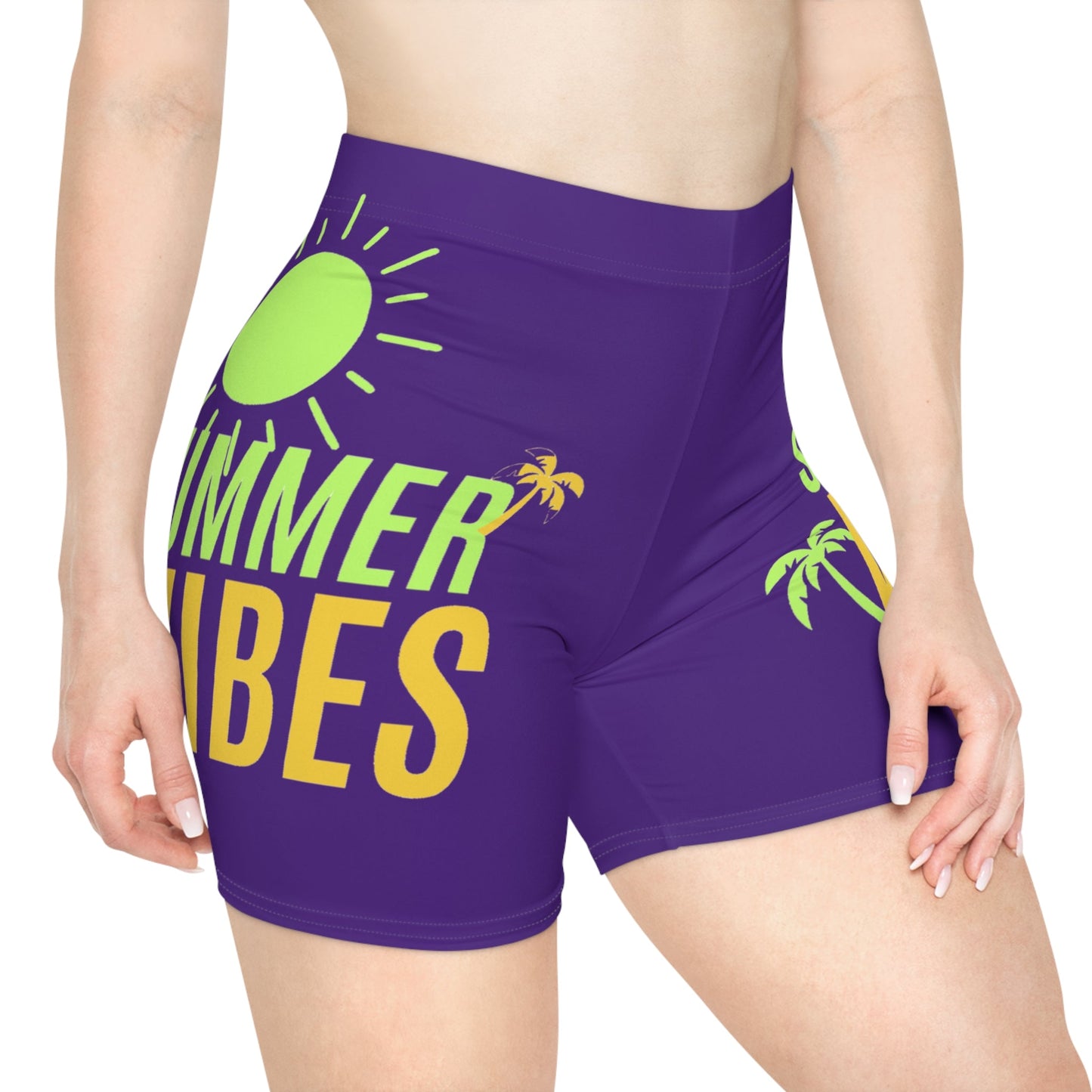 Summer Vibes Women's Biker Shorts, Activewear for Beach Days, Gym, Workout Gear, Vacation Essentials, Trendy Athletic Shorts