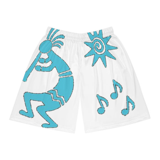Tribal Artwork Basketball Shorts with Musical Theme