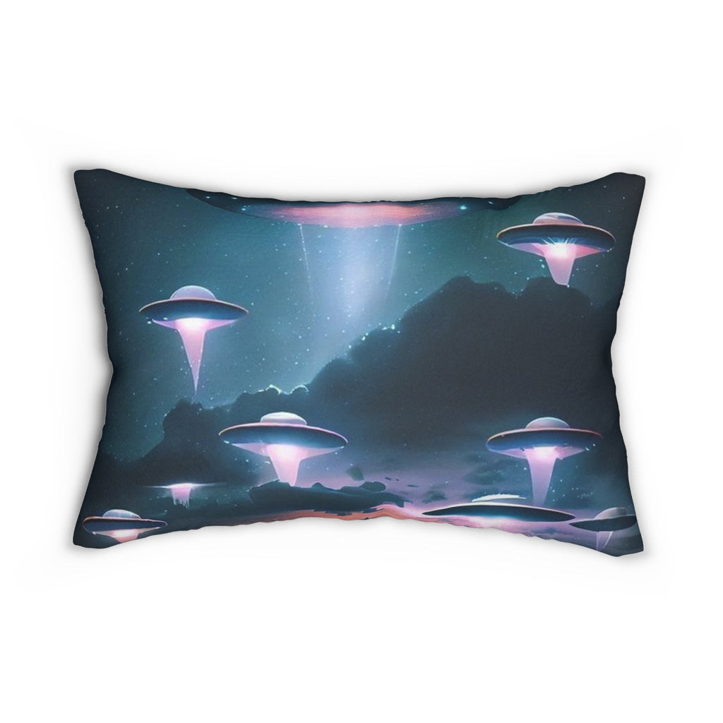 UFO Themed Lumbar Pillow - Cosmic Decor, Sci-Fi Home Accent, Space Lover Gift, Unique Couch Cushion, Futuristic Decor