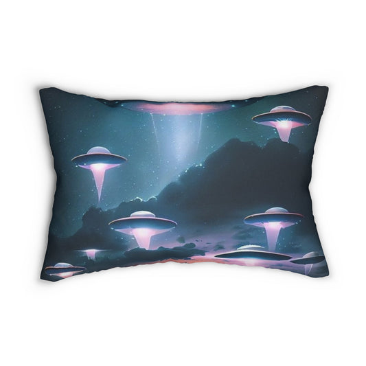 UFO Themed Lumbar Pillow - Cosmic Decor, Sci-Fi Home Accent, Space Lover Gift, Unique Couch Cushion, Futuristic Decor