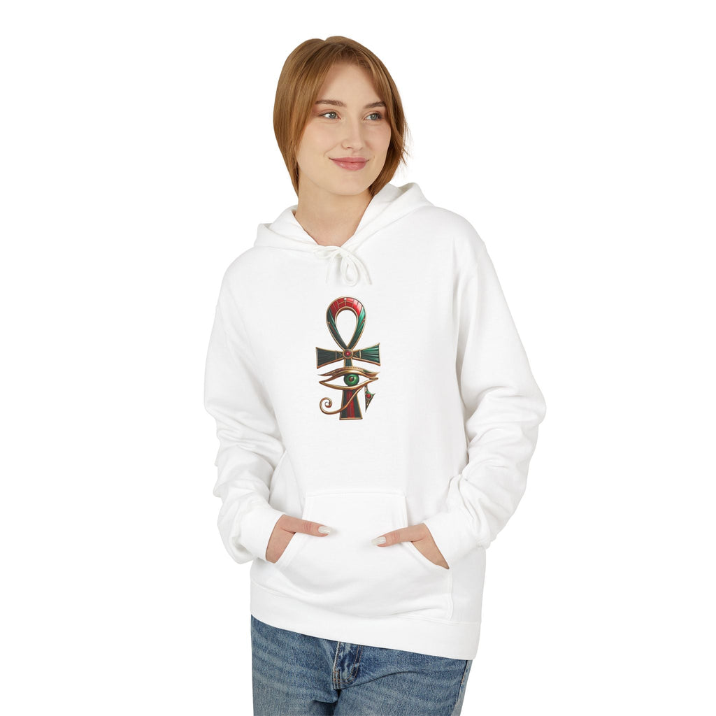 Unisex Egyptian Ankh Fleece Hoodie - Softstyle Midweight Apparel for Spiritual Connection