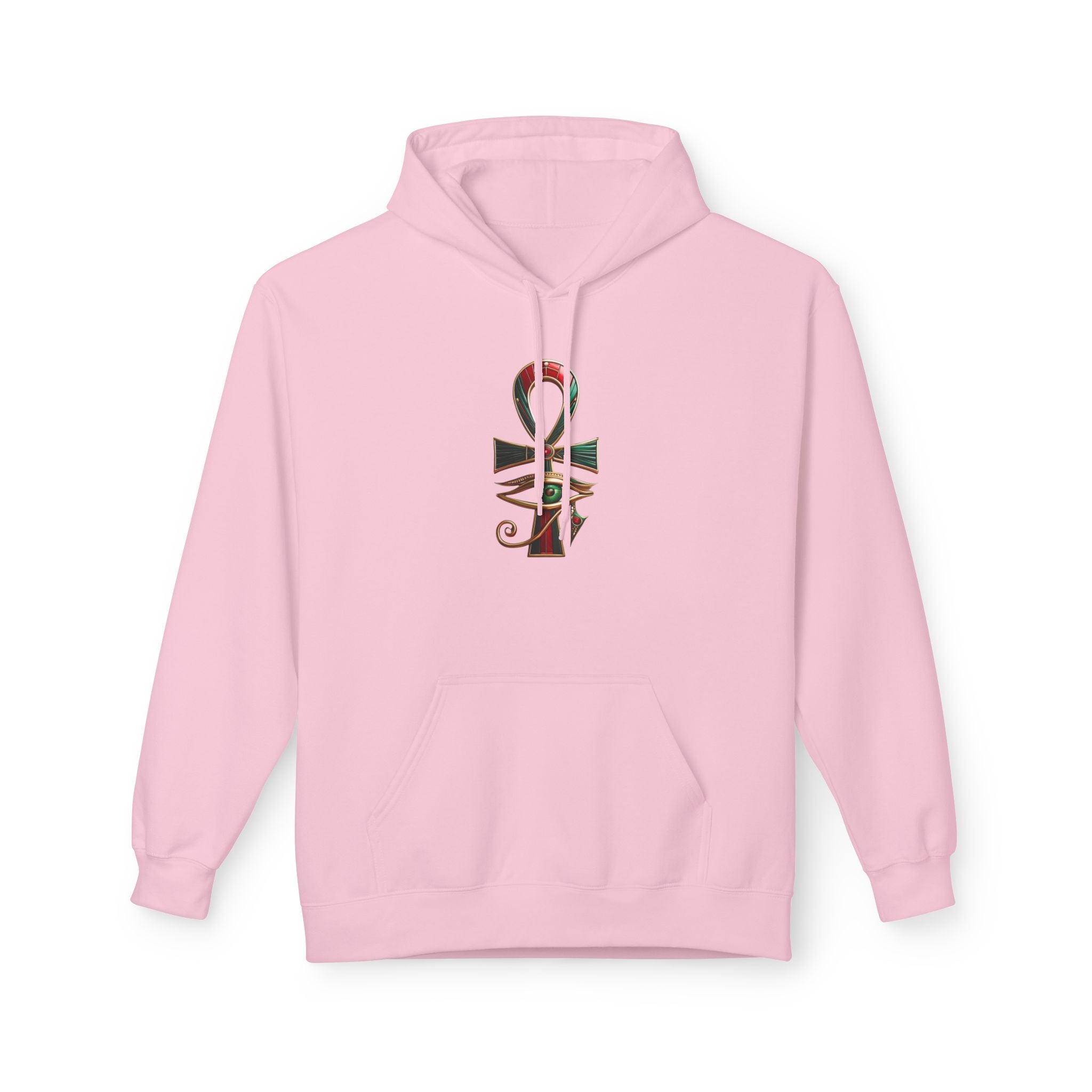 Unisex Egyptian Ankh Fleece Hoodie - Softstyle Midweight Apparel for Spiritual Connection