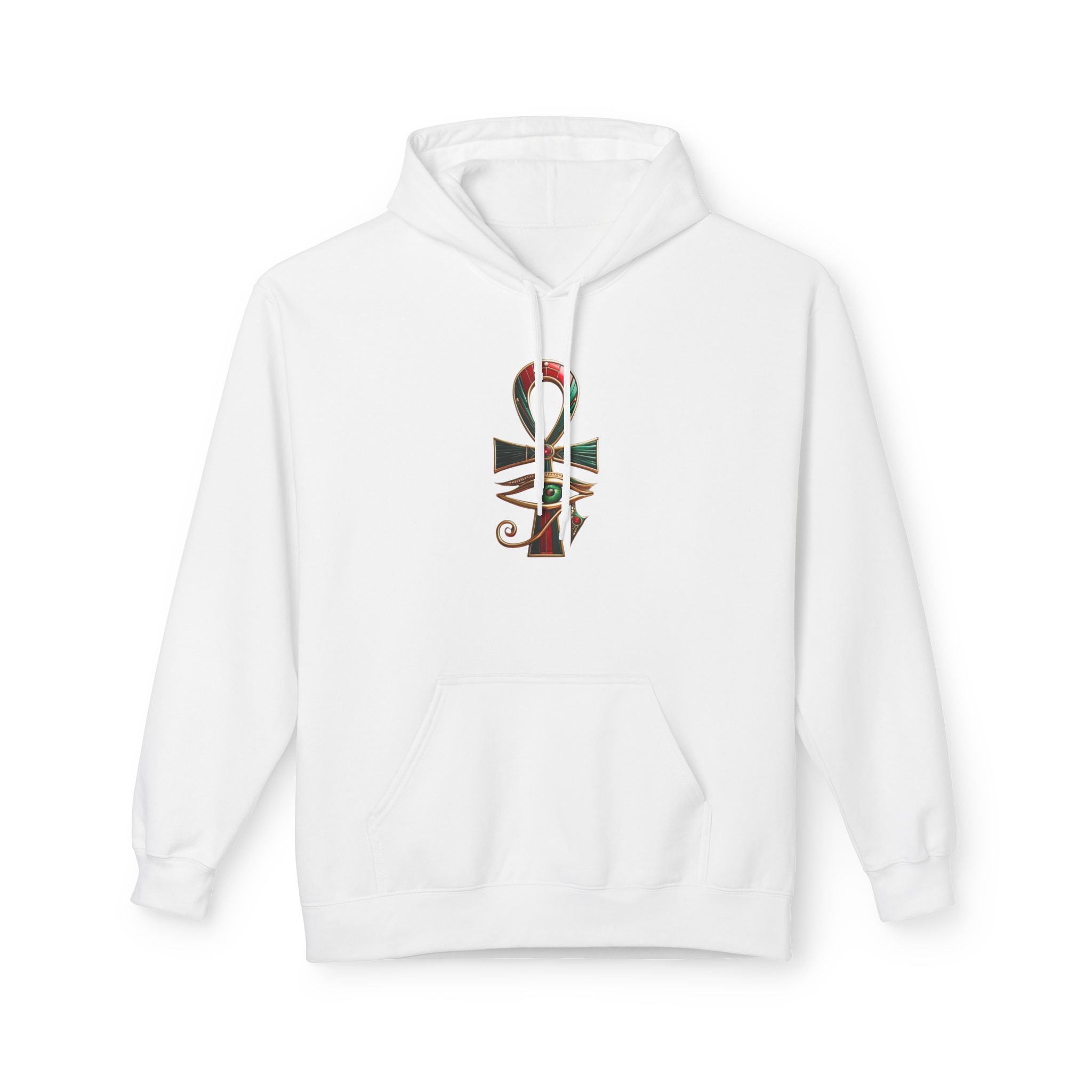 Unisex Egyptian Ankh Fleece Hoodie - Softstyle Midweight Apparel for Spiritual Connection