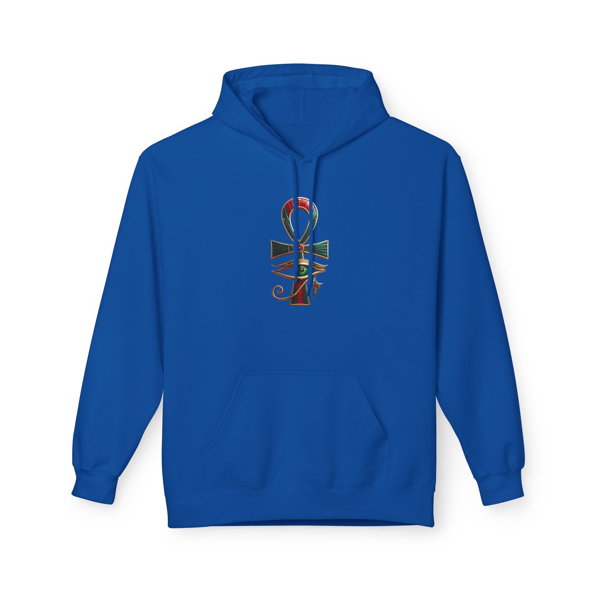 Unisex Egyptian Ankh Fleece Hoodie - Softstyle Midweight Apparel for Spiritual Connection
