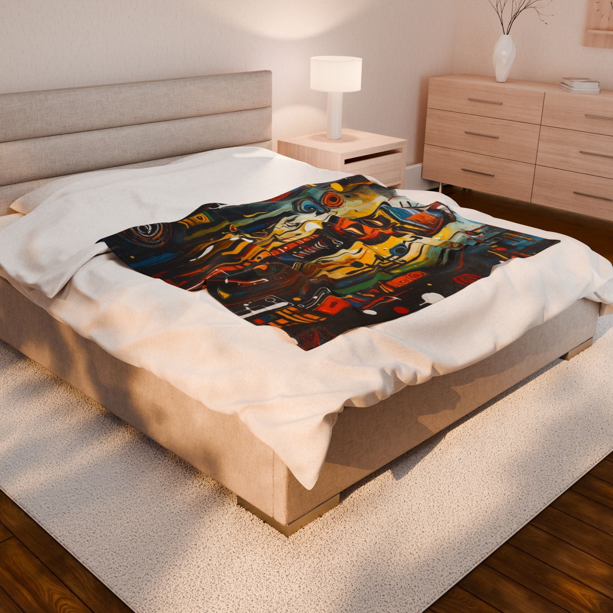 Vibrant Art-Inspired Velveteen Plush Blanket - Cozy Home Décor for Creative Souls