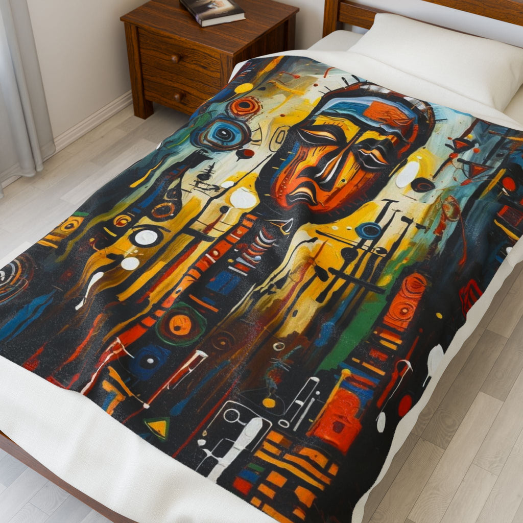 Vibrant Art-Inspired Velveteen Plush Blanket - Cozy Home Décor for Creative Souls