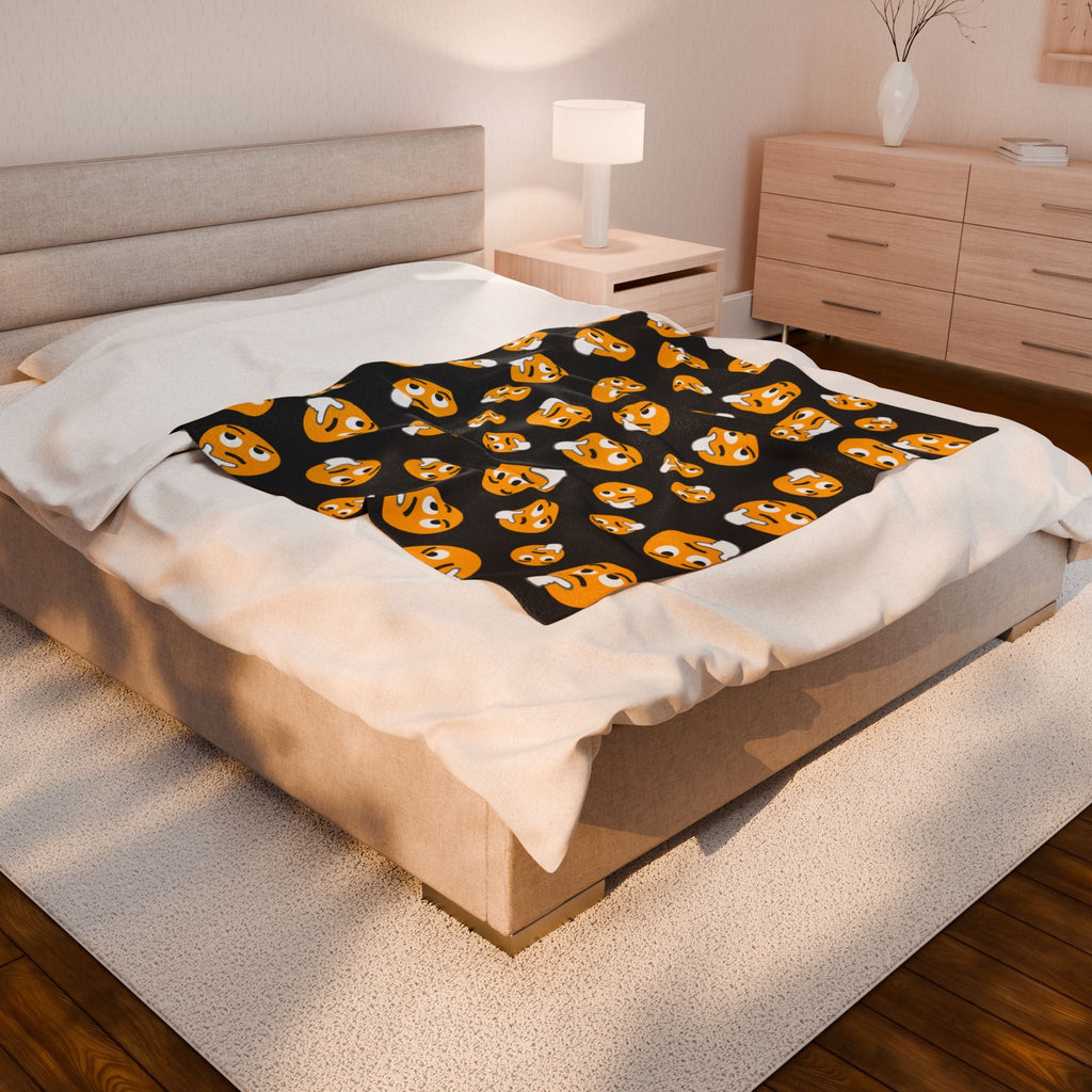 Whimsical Emoji Velveteen Plush Blanket for Cozy Nights, Fun Gift for Teens, Home Decor, Snuggle Up, Perfect for Sleepovers